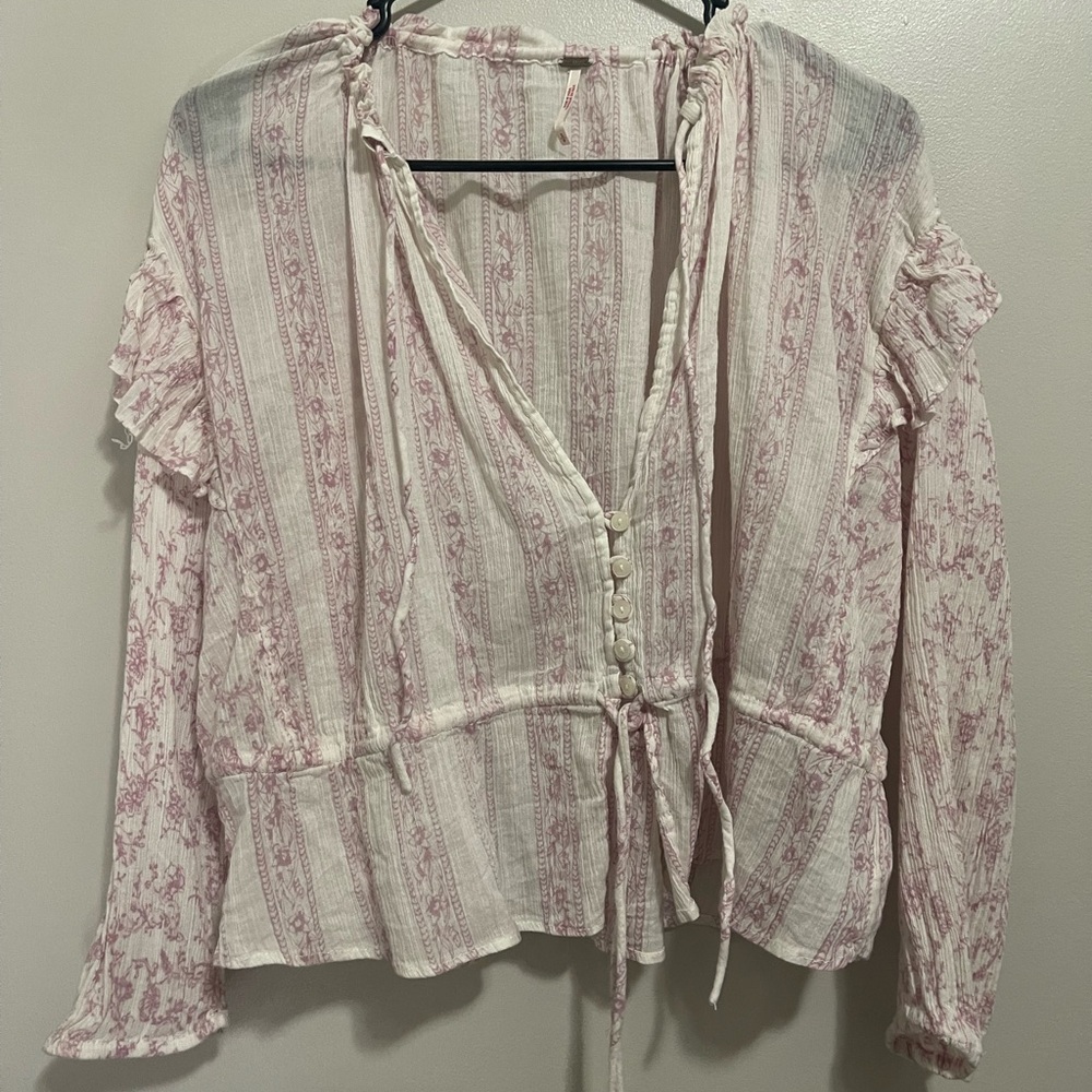 Free People Blush Floral Blouse